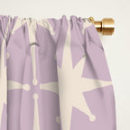 Midcentury Modern Atomic Starburst Pattern in Pretty Lilac and Cream Window Curtain Gallery Image 2