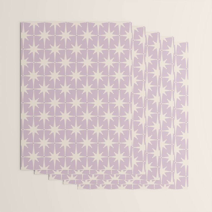 Midcentury Modern Atomic Starburst Pattern in Pretty Lilac and Cream Wrapping Paper Gallery Image 3