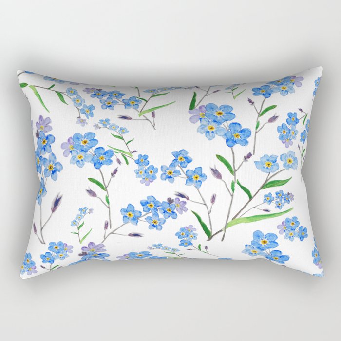 forget me not pattern watercolor  Rectangular Pillow Gallery Image 2