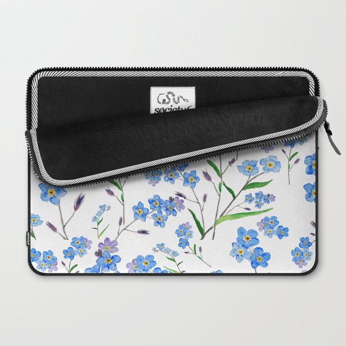 forget me not pattern watercolor  Laptop Sleeve Gallery Image 2