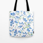 forget me not pattern watercolor  Tote Bag Gallery Image 1