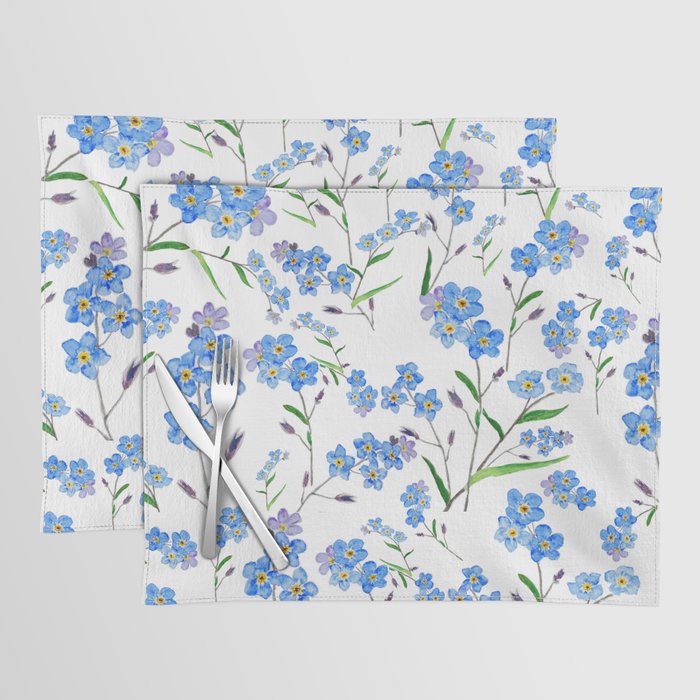 forget me not pattern watercolor  Placemat Gallery Image 1