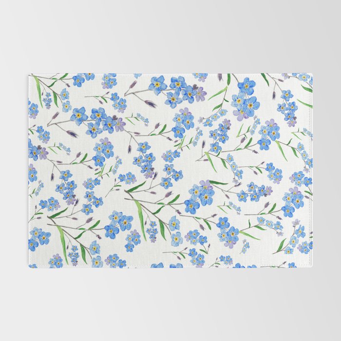 forget me not pattern watercolor  Rug Gallery Image 2