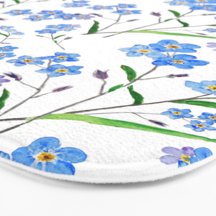 forget me not pattern watercolor  Bath Mat Gallery Image 3