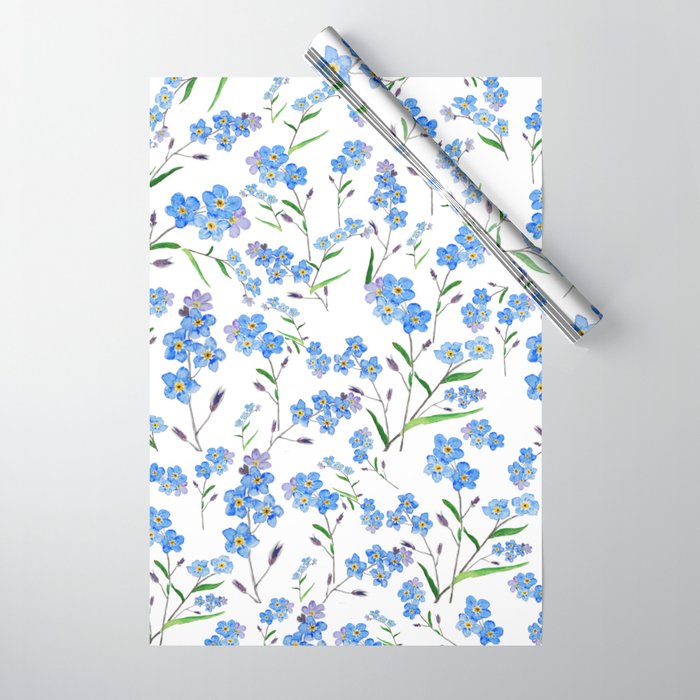 forget me not pattern watercolor  Wrapping Paper Gallery Image 1