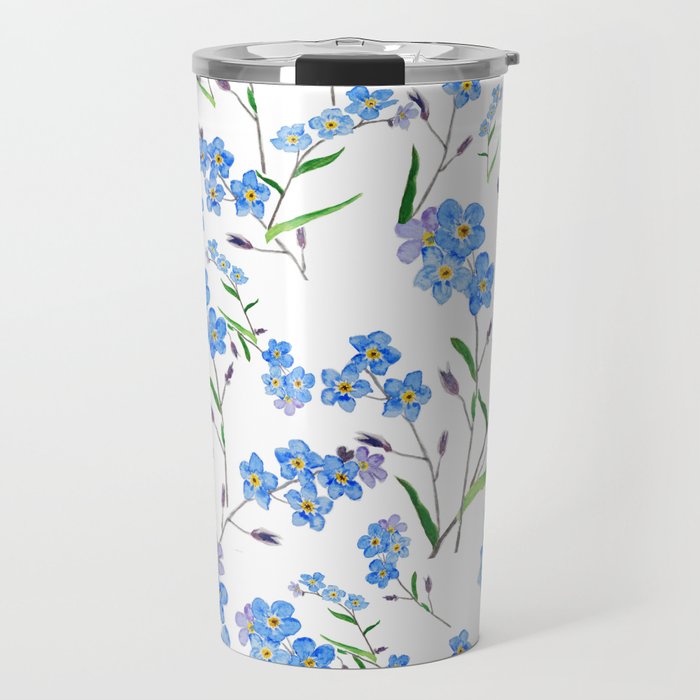 forget me not pattern watercolor  Travel Mug Gallery Image 1