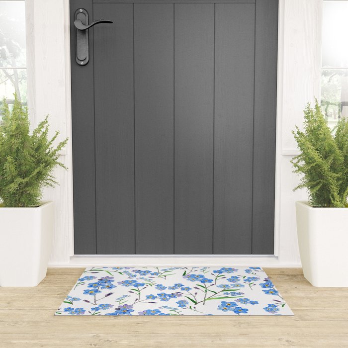 forget me not pattern watercolor  Welcome Mat Gallery Image 3