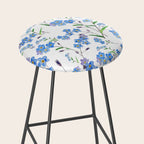 forget me not pattern watercolor  Stool Gallery Image 2