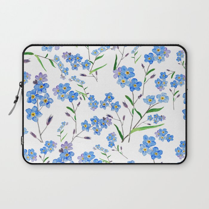 forget me not pattern watercolor  Laptop Sleeve Gallery Image 1