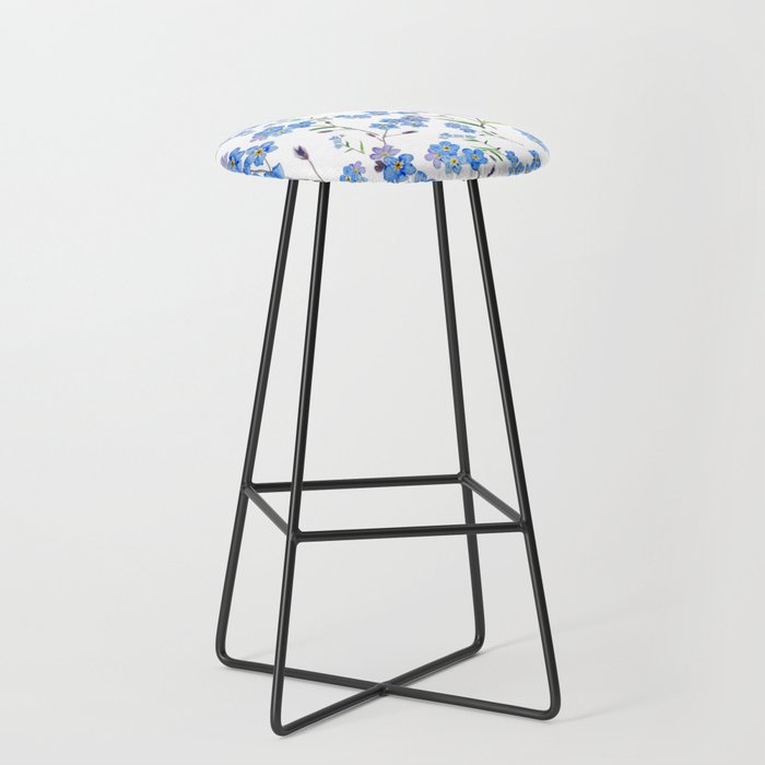 forget me not pattern watercolor  Stool Gallery Image 1