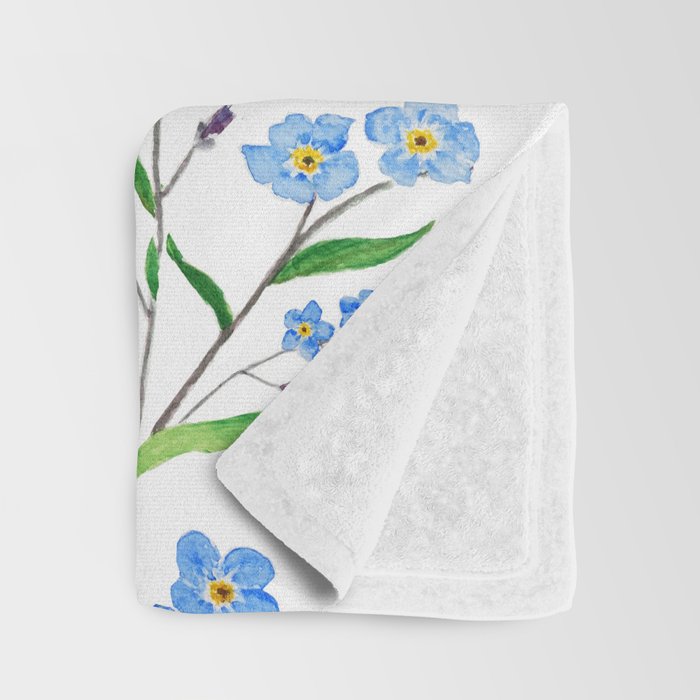 forget me not pattern watercolor  Throw Blanket Gallery Image 3
