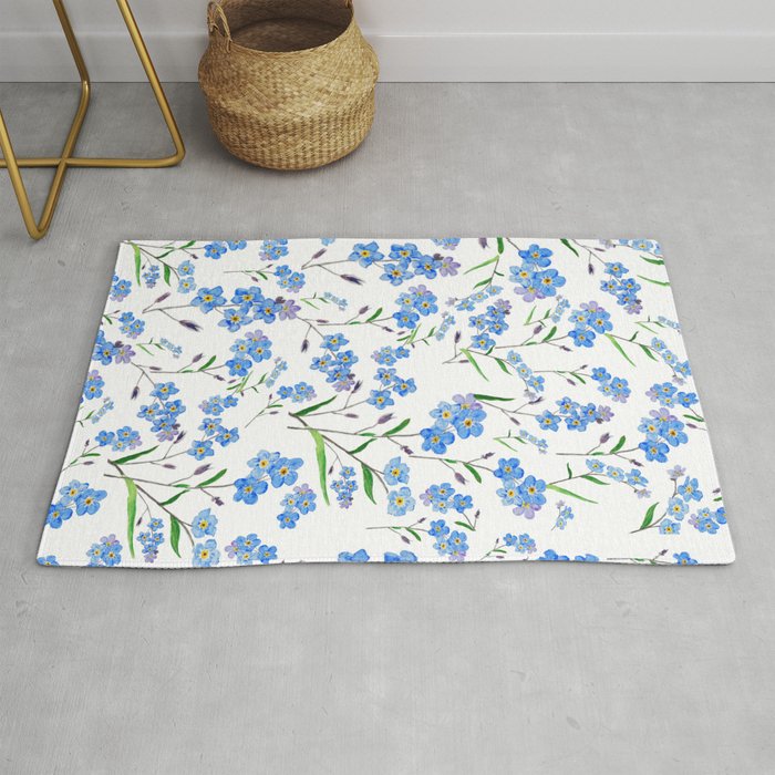forget me not pattern watercolor  Rug Gallery Image 1