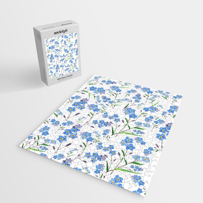 forget me not pattern watercolor  Jigsaw Puzzle Gallery Image 2