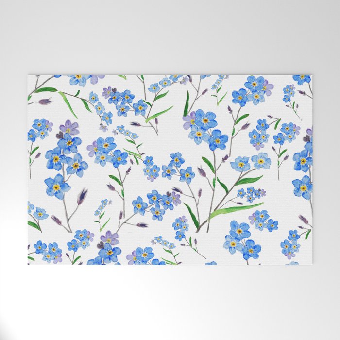 forget me not pattern watercolor  Welcome Mat Gallery Image 1