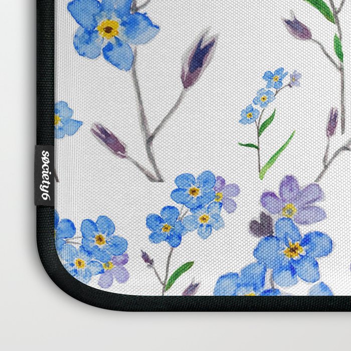 forget me not pattern watercolor  Laptop Sleeve Gallery Image 3
