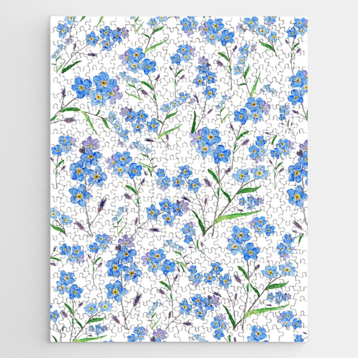 forget me not pattern watercolor  Jigsaw Puzzle Gallery Image 1