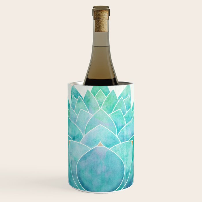 Modern Succulent with Metallic Gold Watercolor Wine Chiller Gallery Image 1