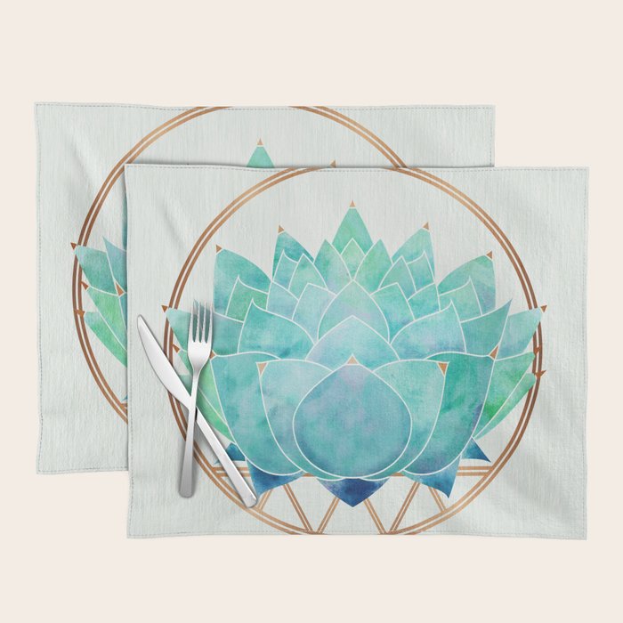 Modern Succulent with Metallic Gold Watercolor Placemat Gallery Image 1