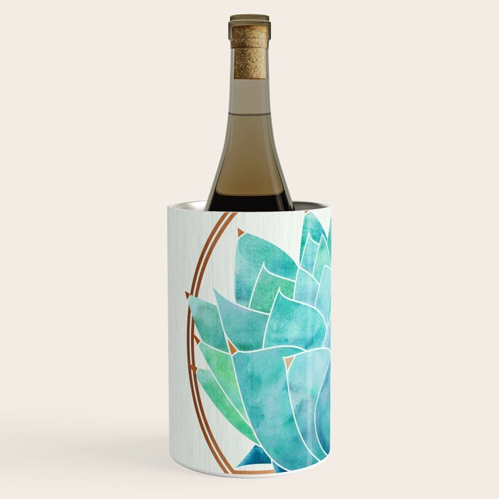 Modern Succulent with Metallic Gold Watercolor Wine Chiller Gallery Image 2