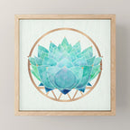 Modern Succulent with Metallic Gold Watercolor Mini Art Print Gallery Image 1
