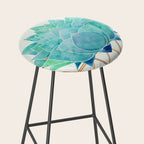 Modern Succulent with Metallic Gold Watercolor Stool Gallery Image 2