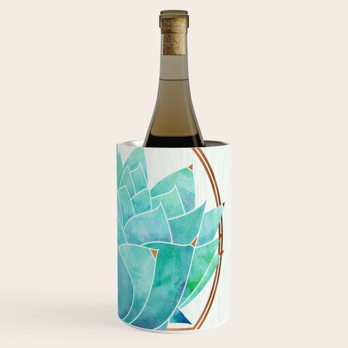 Modern Succulent with Metallic Gold Watercolor Wine Chiller Gallery Image 3