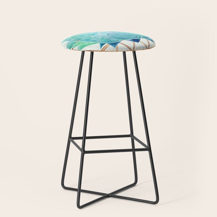 Modern Succulent with Metallic Gold Watercolor Stool Gallery Image 1
