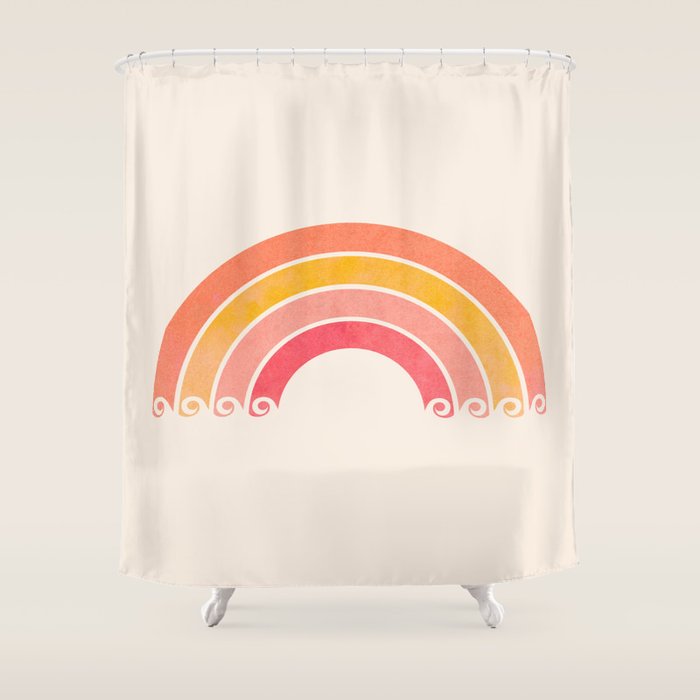 Whimsical Vintage Rainbow Waves Shower Curtain Gallery Image 1