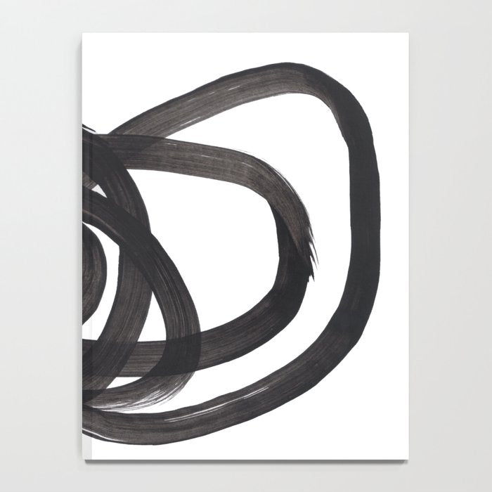 Black And White Minimalist Mid Century Abstract Ink Art Circle Swirls Black Circles Minimal Notebook Gallery Image 4