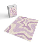 Retro Liquid Swirl Abstract Pattern in Light Lavender Lilac Purple and Cream Jigsaw Puzzle Gallery Image 2