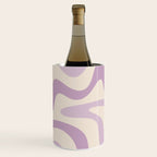 Retro Liquid Swirl Abstract Pattern in Light Lavender Lilac Purple and Cream Wine Chiller Gallery Image 3