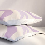 Retro Liquid Swirl Abstract Pattern in Light Lavender Lilac Purple and Cream Pillow Sham Gallery Image 3