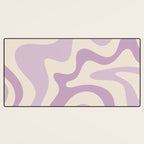 Retro Liquid Swirl Abstract Pattern in Light Lavender Lilac Purple and Cream Desk Mat Gallery Image 3
