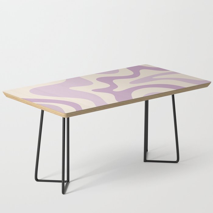 Retro Liquid Swirl Abstract Pattern in Light Lavender Lilac Purple and Cream Coffee Table Gallery Image 1