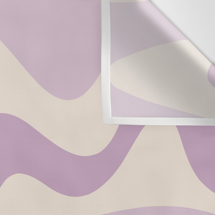 Retro Liquid Swirl Abstract Pattern in Light Lavender Lilac Purple and Cream Wall Tapestry Gallery Image 3
