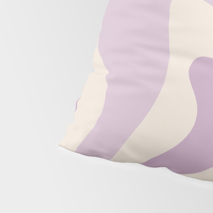 Retro Liquid Swirl Abstract Pattern in Light Lavender Lilac Purple and Cream Pillow Sham Gallery Image 4