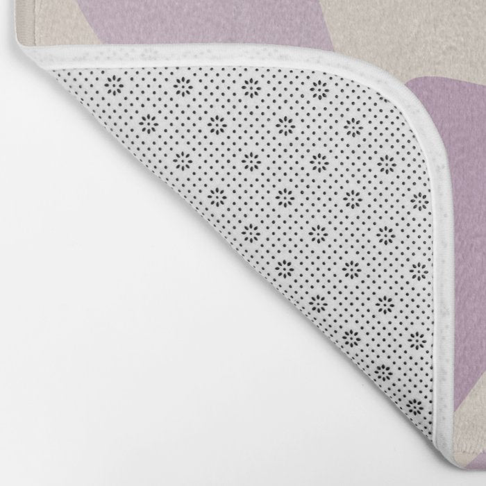 Retro Liquid Swirl Abstract Pattern in Light Lavender Lilac Purple and Cream Bath Mat Gallery Image 2