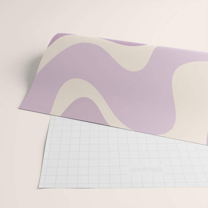 Retro Liquid Swirl Abstract Pattern in Light Lavender Lilac Purple and Cream Wrapping Paper Gallery Image 2