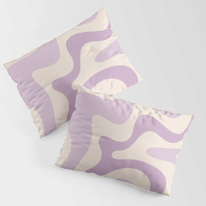 Retro Liquid Swirl Abstract Pattern in Light Lavender Lilac Purple and Cream Pillow Sham Gallery Image 3