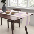 Retro Liquid Swirl Abstract Pattern in Light Lavender Lilac Purple and Cream Table Runner Gallery Image 2