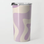 Retro Liquid Swirl Abstract Pattern in Light Lavender Lilac Purple and Cream Travel Mug Gallery Image 3
