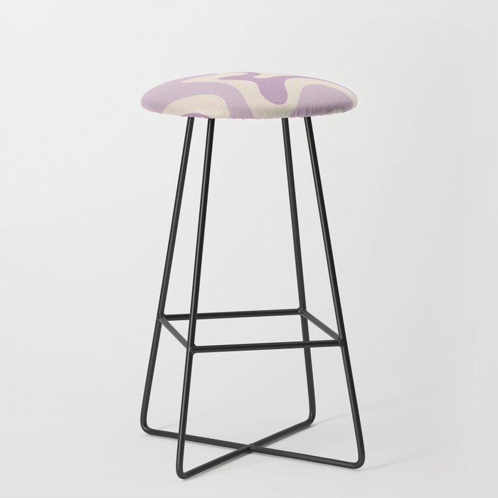 Retro Liquid Swirl Abstract Pattern in Light Lavender Lilac Purple and Cream Stool Gallery Image 1