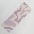 Retro Liquid Swirl Abstract Pattern in Light Lavender Lilac Purple and Cream Yoga Mat Gallery Image 1