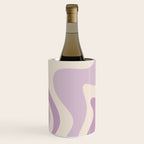 Retro Liquid Swirl Abstract Pattern in Light Lavender Lilac Purple and Cream Wine Chiller Gallery Image 2