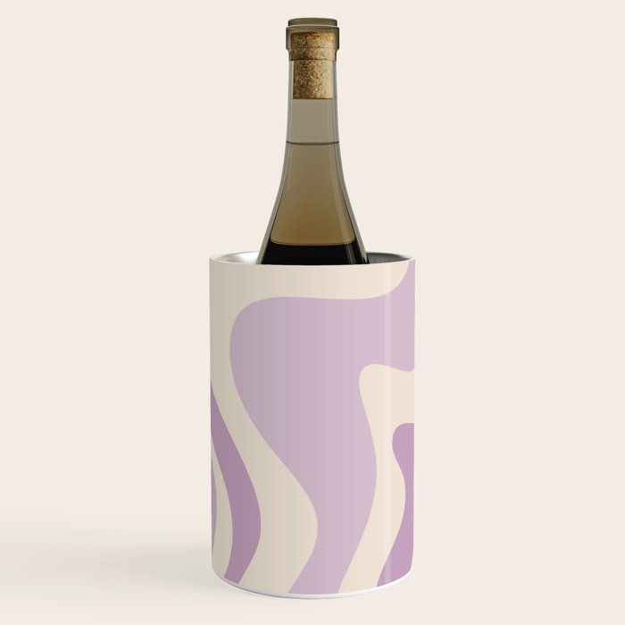Retro Liquid Swirl Abstract Pattern in Light Lavender Lilac Purple and Cream Wine Chiller Gallery Image 2