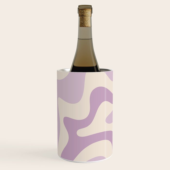 Retro Liquid Swirl Abstract Pattern in Light Lavender Lilac Purple and Cream Wine Chiller Gallery Image 1