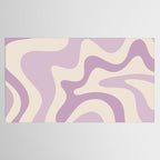Retro Liquid Swirl Abstract Pattern in Light Lavender Lilac Purple and Cream Tablecloth Gallery Image 2
