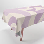Retro Liquid Swirl Abstract Pattern in Light Lavender Lilac Purple and Cream Tablecloth Gallery Image 1
