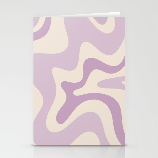 Retro Liquid Swirl Abstract Pattern in Light Lavender Lilac Purple and Cream Stationery Card Gallery Image 2