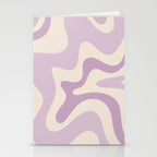 Retro Liquid Swirl Abstract Pattern in Light Lavender Lilac Purple and Cream Stationery Card Gallery Image 2